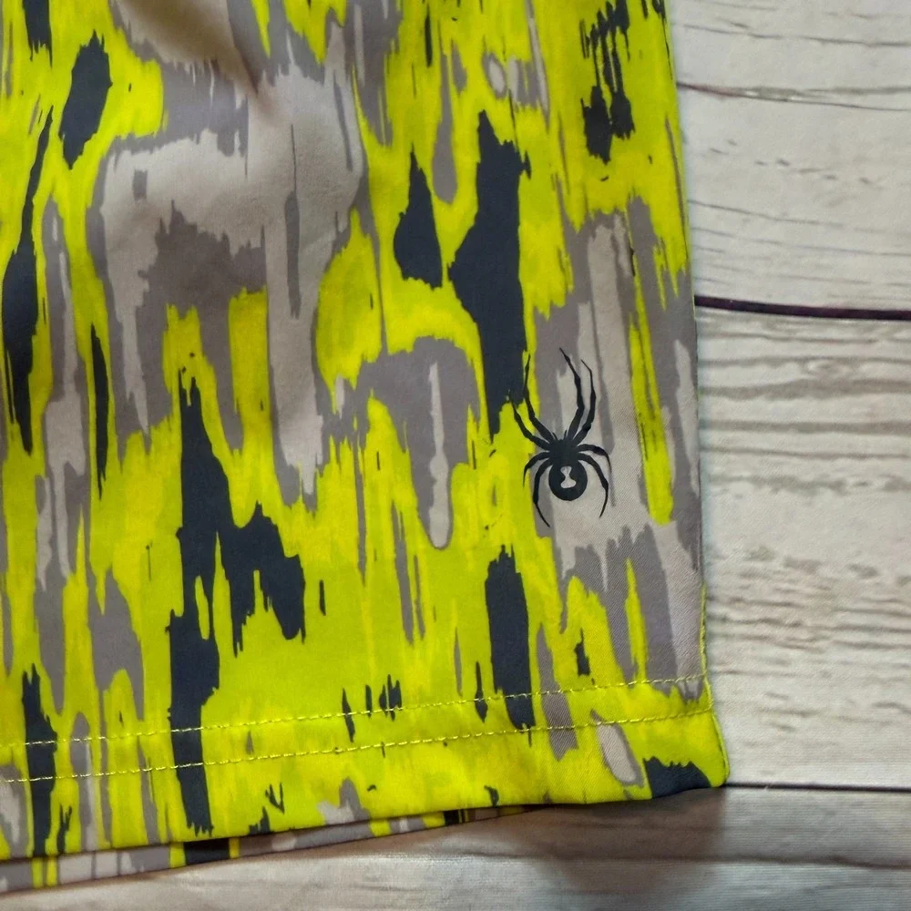 SPYDER Swim Shorts Suit Trunks Black Yellow Geometric Boys Size‎ XL Men's Size S